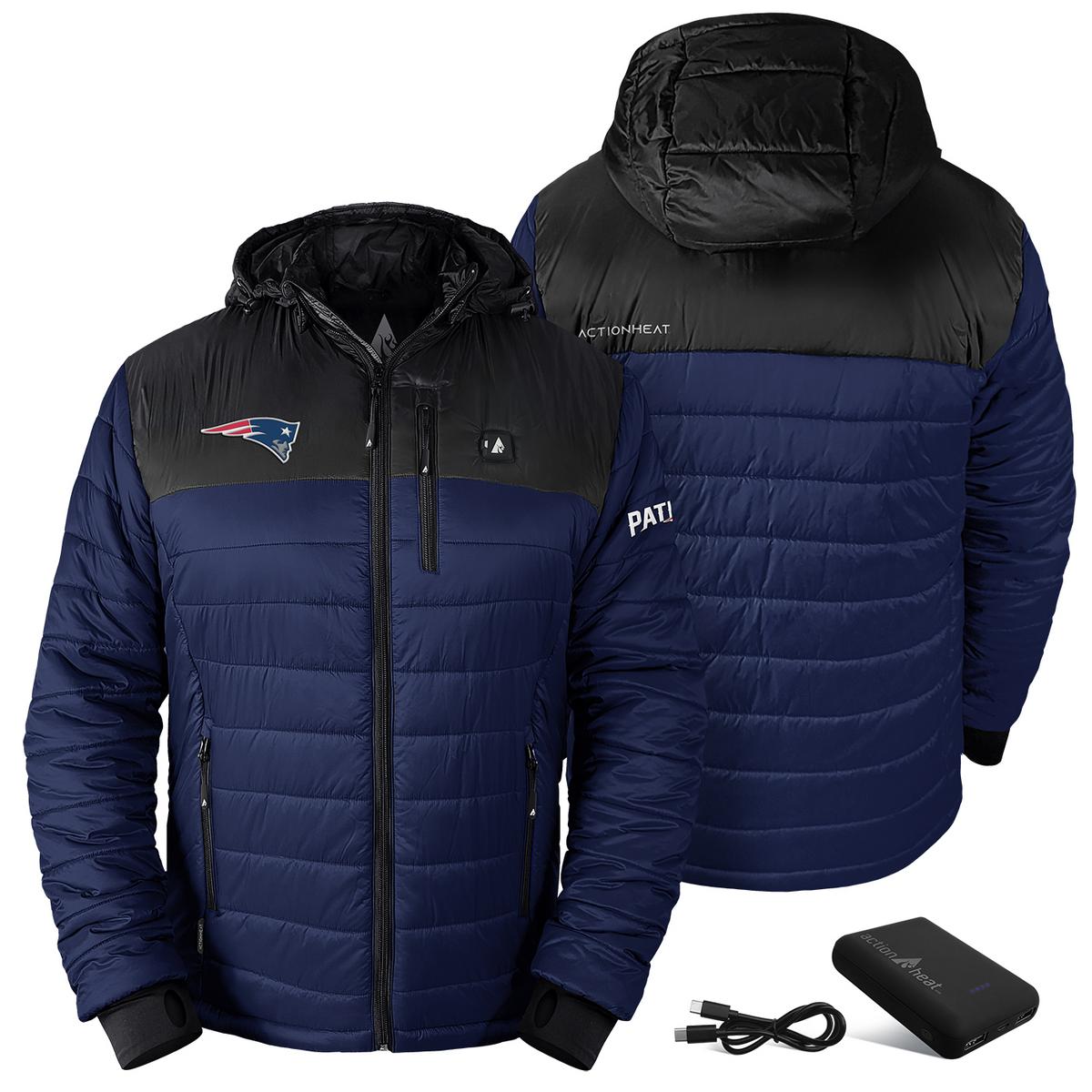ActionHeat New England Patriots 5V Men's Colorblock Puffer Battery Heated Jacket