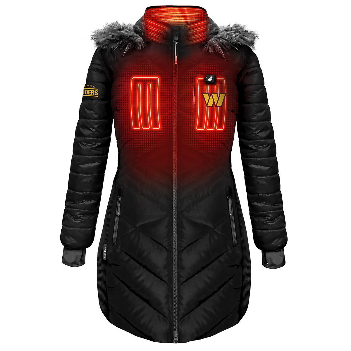 ActionHeat Washington Commanders 5V Women's Long Puffer Battery Heated Jacket