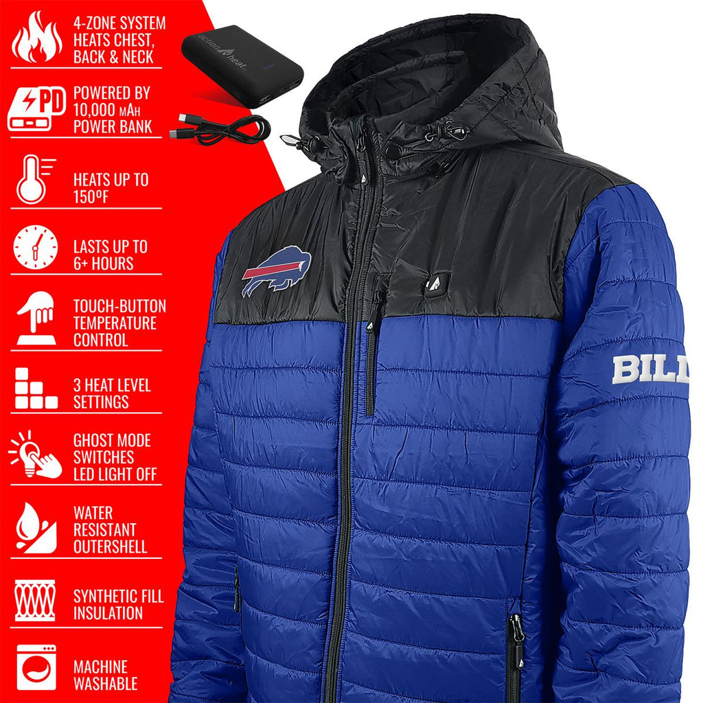 ActionHeat Buffalo Bills 5V Men's Colorblock Puffer Battery Heated Jacket