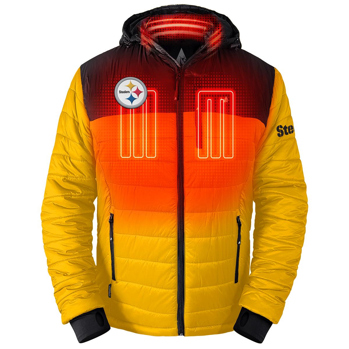 ActionHeat Pittsburgh Steelers 5V Men's Colorblock Puffer Battery Heated Jacket