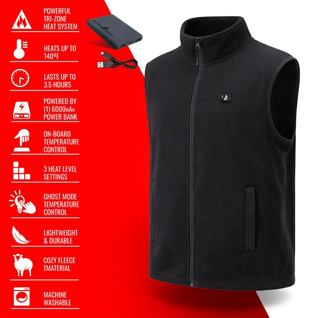 Open Box ActionHeat 5V Men's Classic Heated Fleece Vest