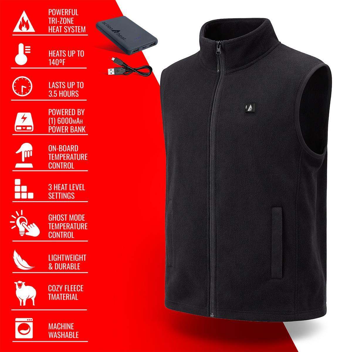 Open Box ActionHeat 5V Men's Classic Heated Fleece Vest