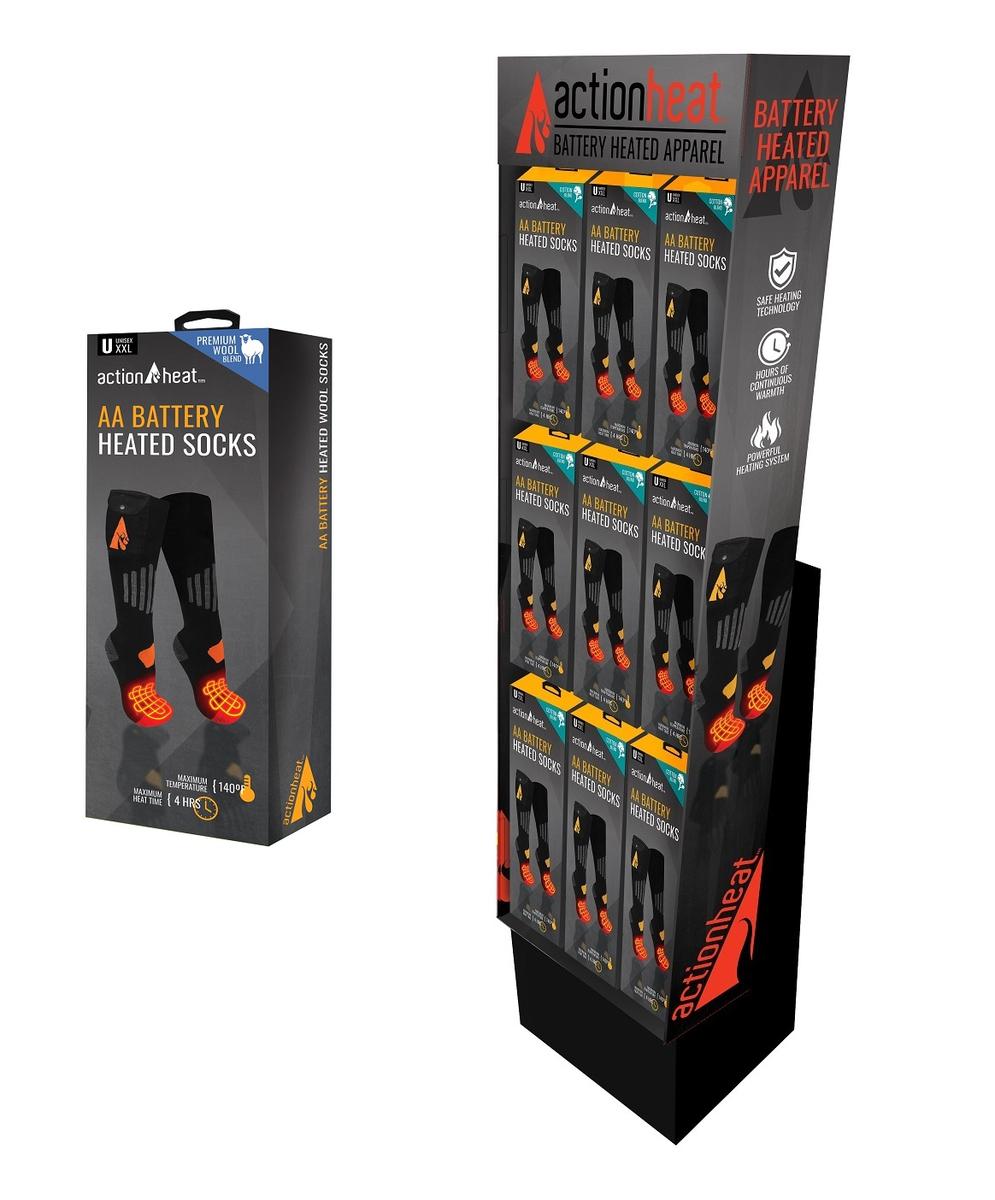 ActionHeat AA Wool Socks 18-piece display
