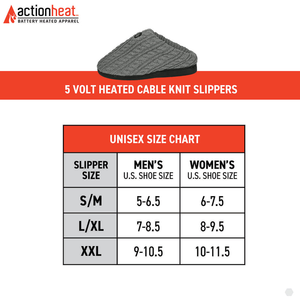 ActionHeat 5V Battery Heated Cable Knit Slippers