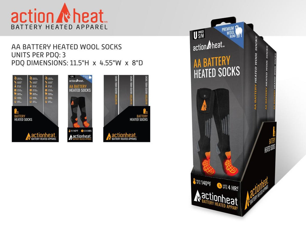 ActionHeat AA Wool Battery Heated Socks - XXL