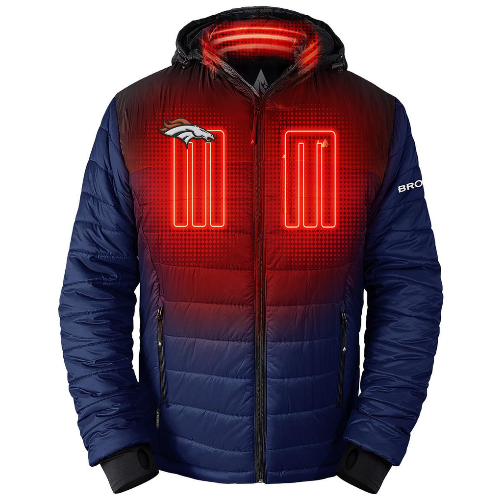 ActionHeat Denver Broncos 5V Men's Colorblock Puffer Battery Heated Jacket