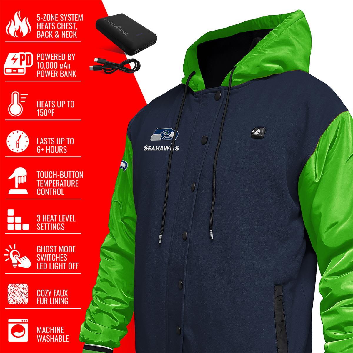 ActionHeat Seattle Seahawks 5V Battery Heated Varsity Jacket