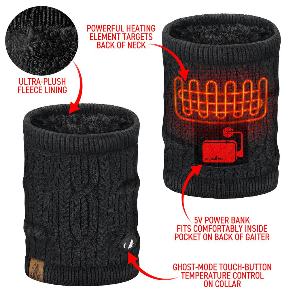 ActionHeat 5V Battery Cable Knit Heated Neck Gaiter