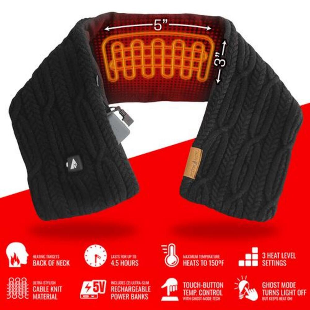 Open Box ActionHeat 5V Battery Heated Cable Knit Wrap Scarf