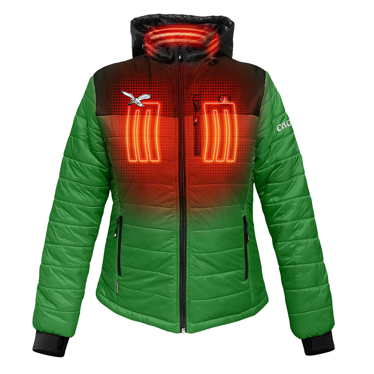 ActionHeat Philadelphia Eagles 5V Women's Colorblock Puffer Battery Heated Jacket