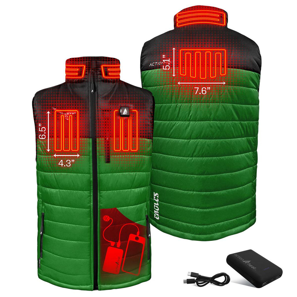 ActionHeat Philadelphia Eagles 5V Men's Colorblock Puffer Battery Heated Vest