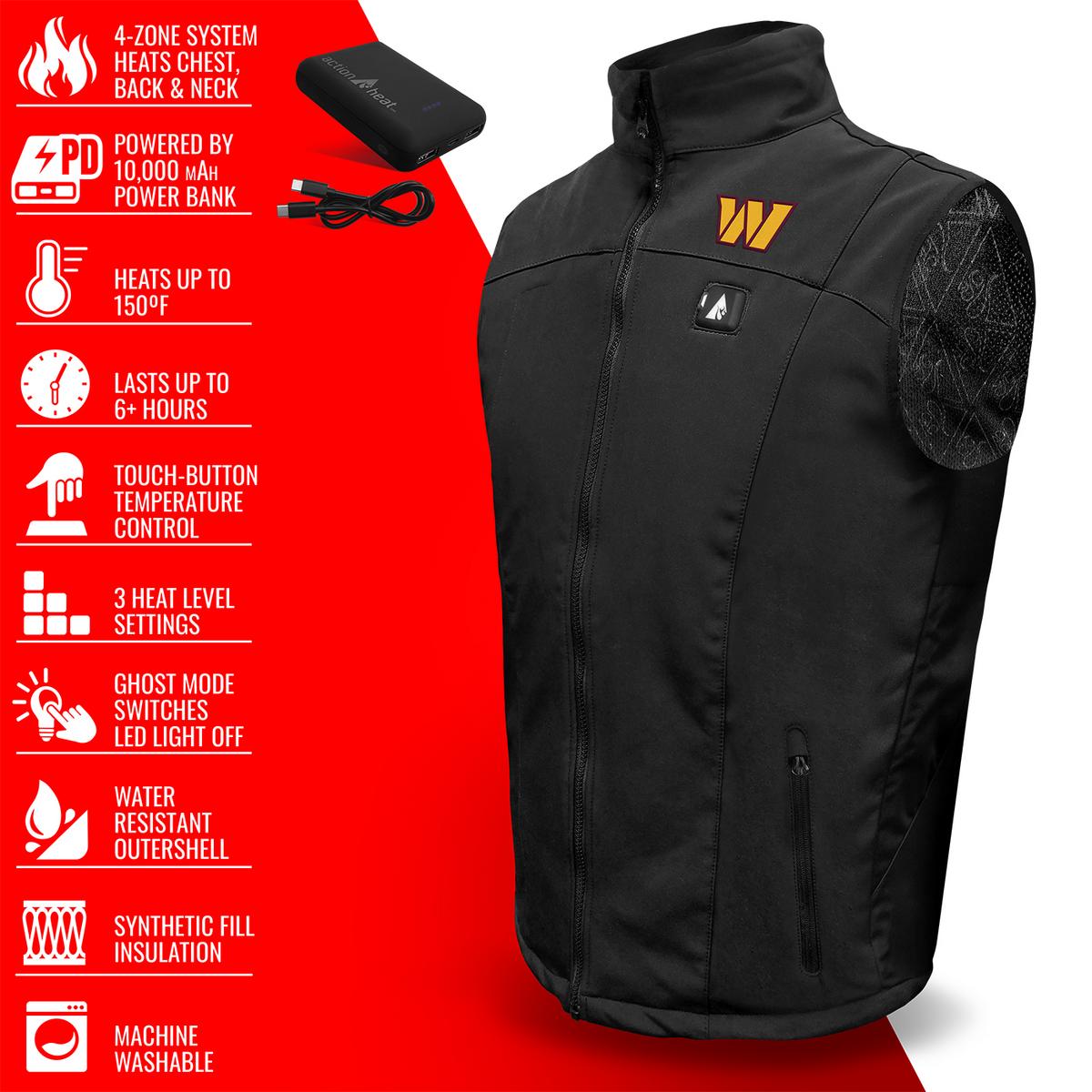 ActionHeat Washington Commanders 5V Men's Softshell Battery Heated Vest