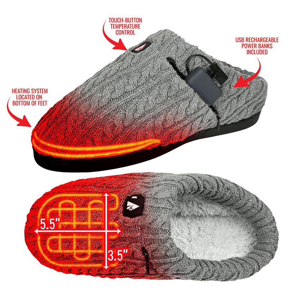 ActionHeat 5V Battery Heated Cable Knit Slippers