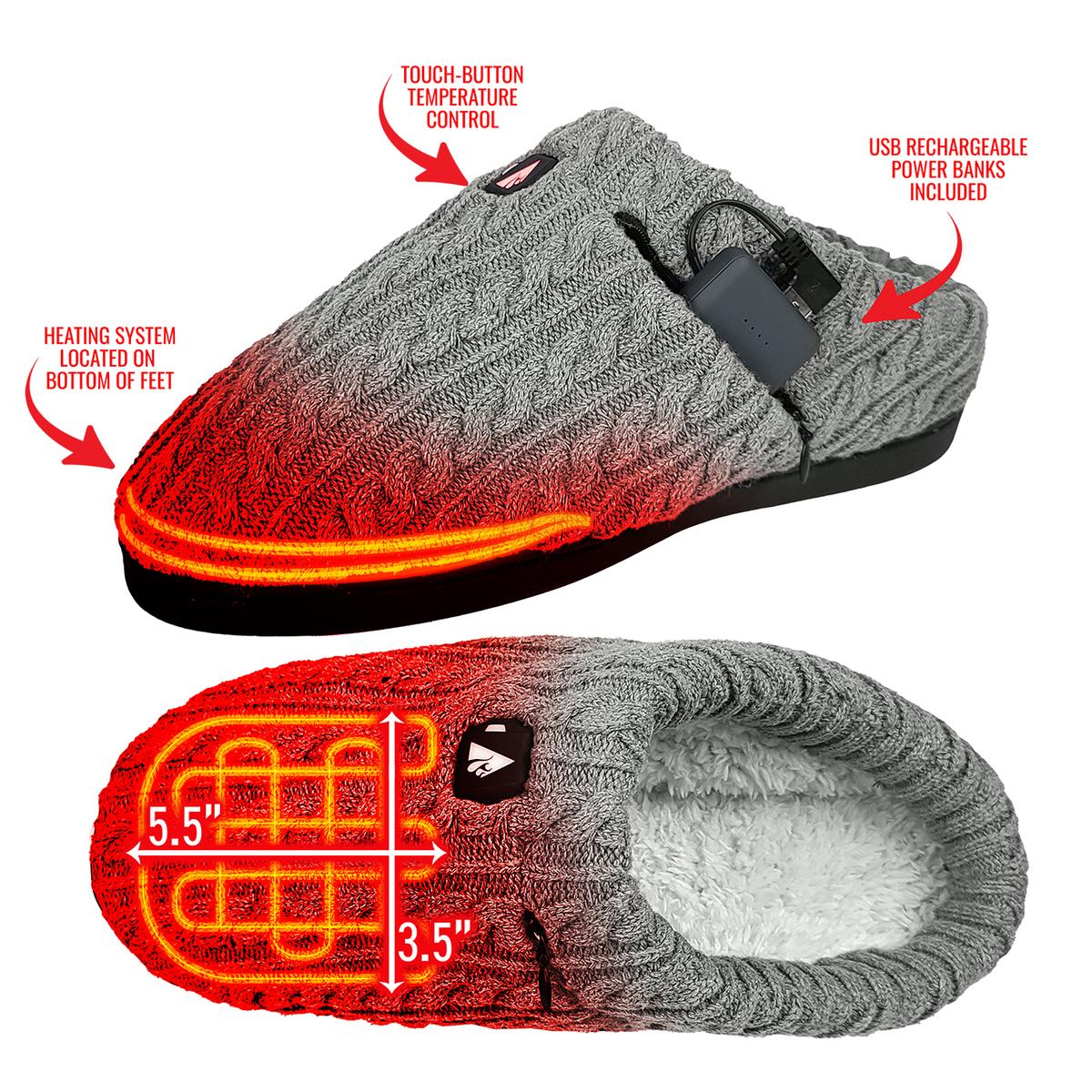 ActionHeat 5V Battery Heated Cable Knit Slippers