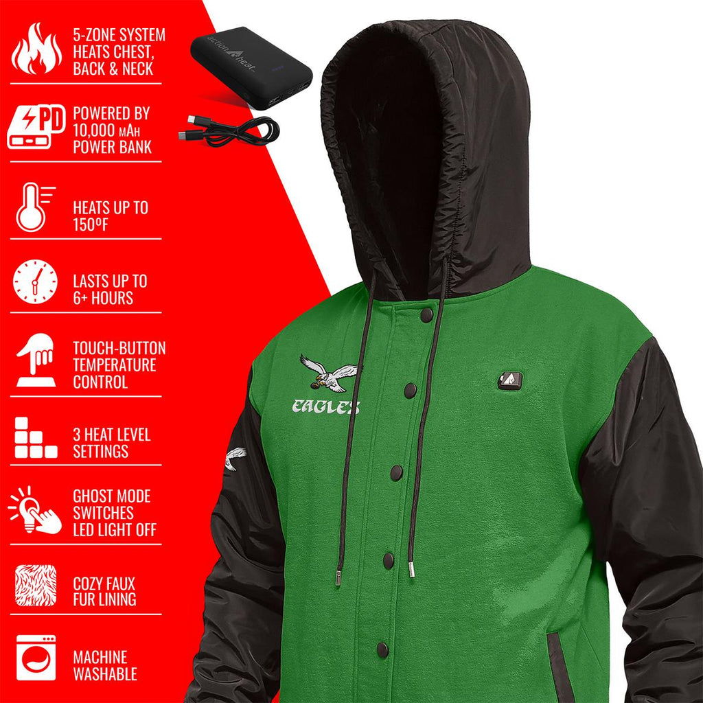 ActionHeat Philadelphia Eagles 5V Battery Heated Varsity Jacket
