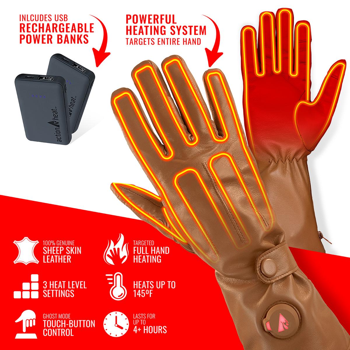 ActionHeat 5V Men's Battery Heated Leather Dress Glove
