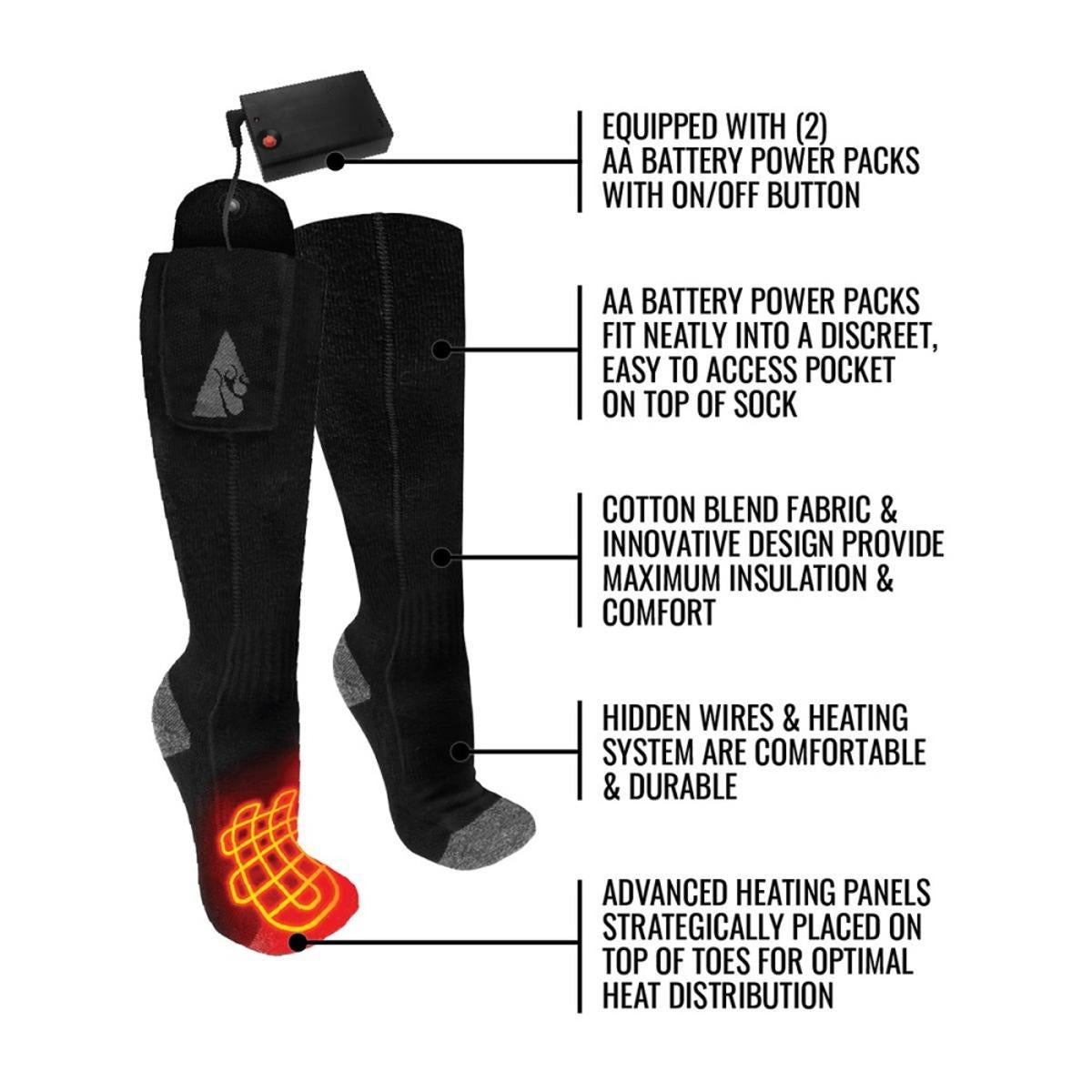 Open Box ActionHeat Classic AA Battery Heated Socks