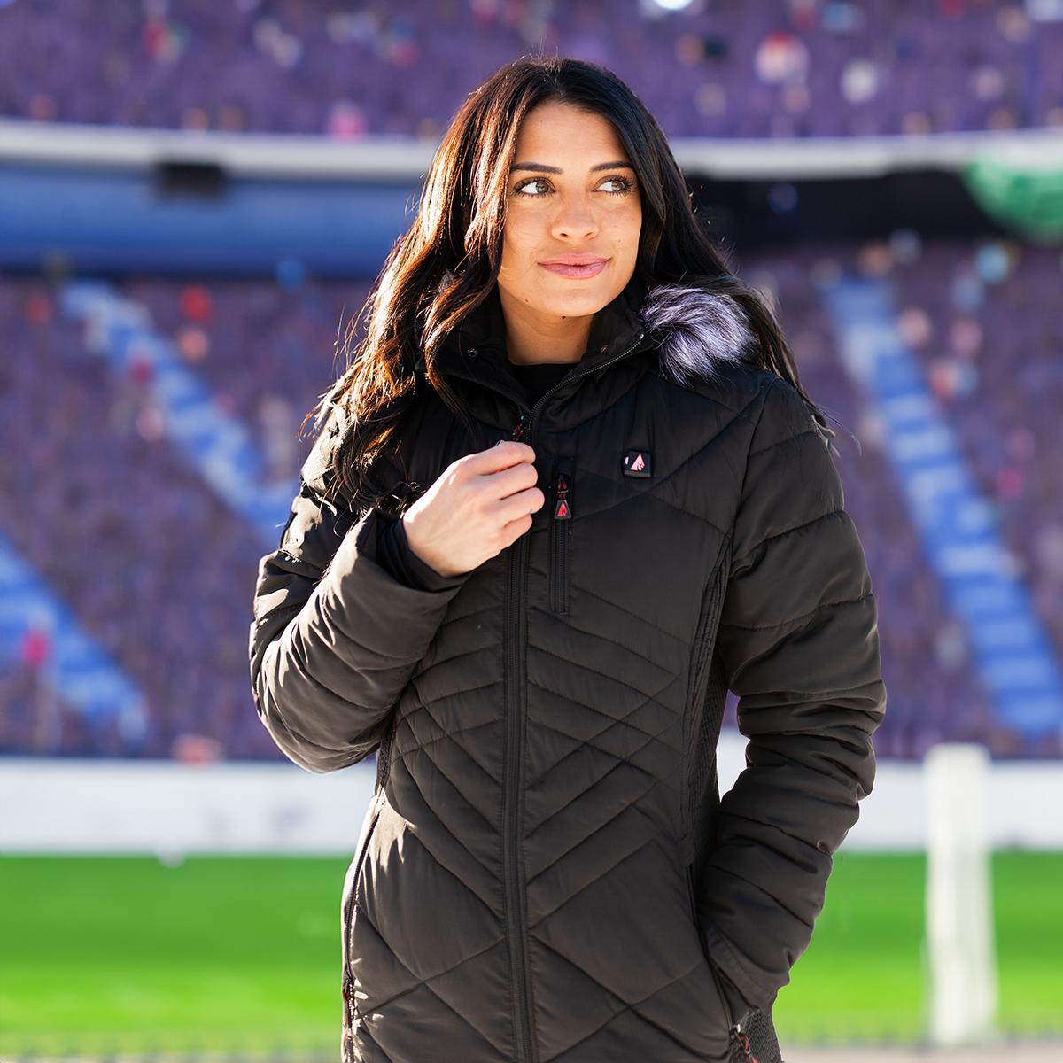 ActionHeat Baltimore Ravens 5V Women's Long Puffer Battery Heated Jacket