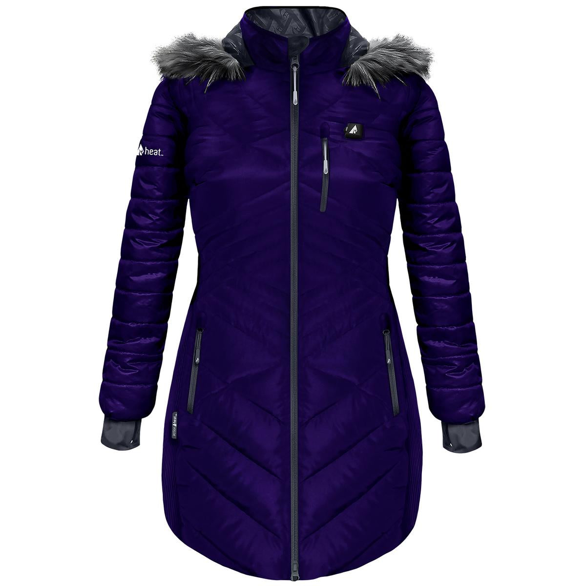 Open Box ActionHeat 5V Heated Long Puffer Jacket W/ Hood - Women's