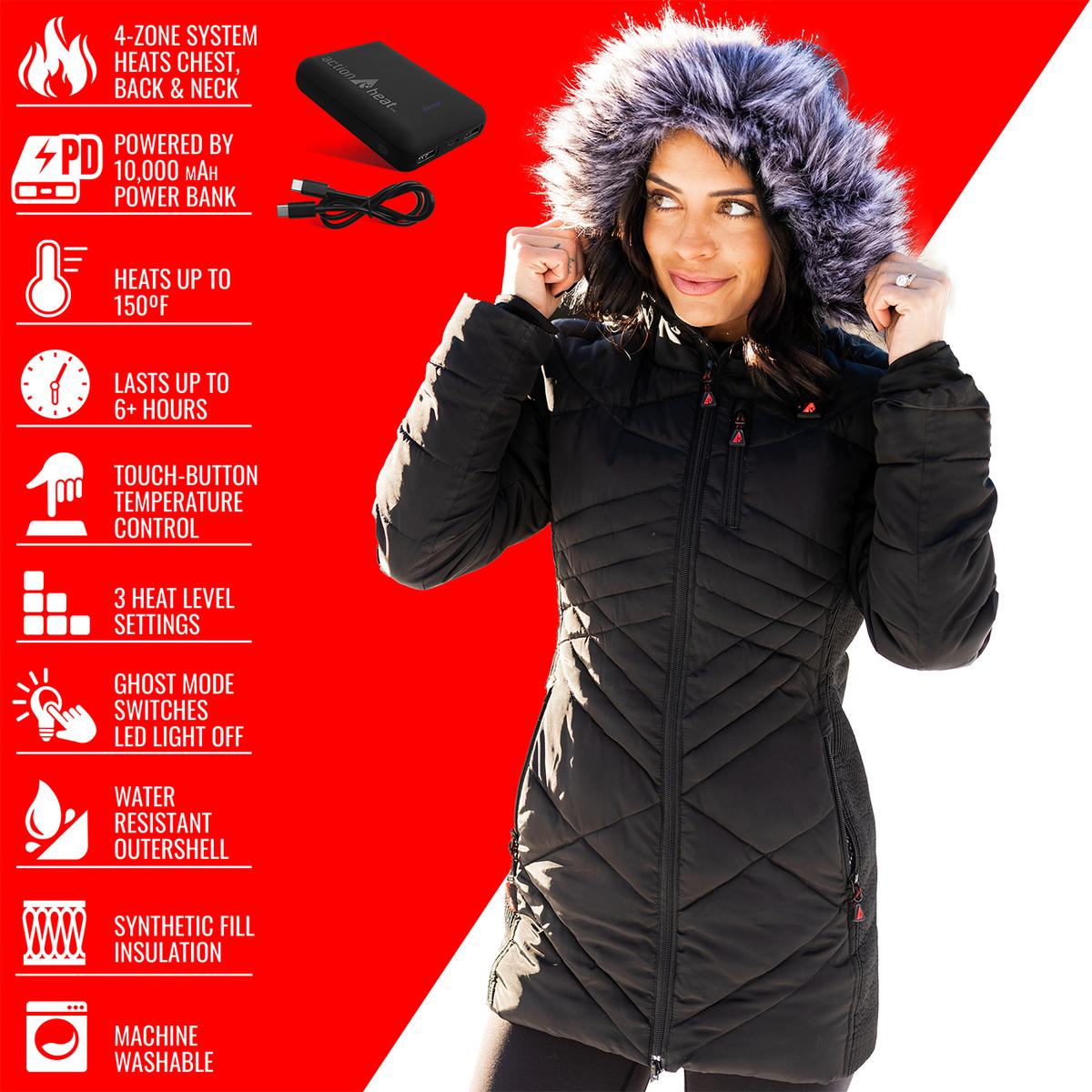 ActionHeat Iowa Hawkeyes 5V Women's Long Puffer Battery Heated Jacket