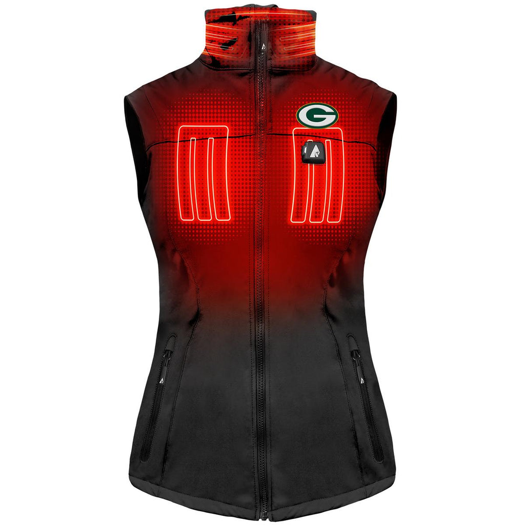 ActionHeat Green Bay Packers 5V Women's Softshell Battery Heated Vest