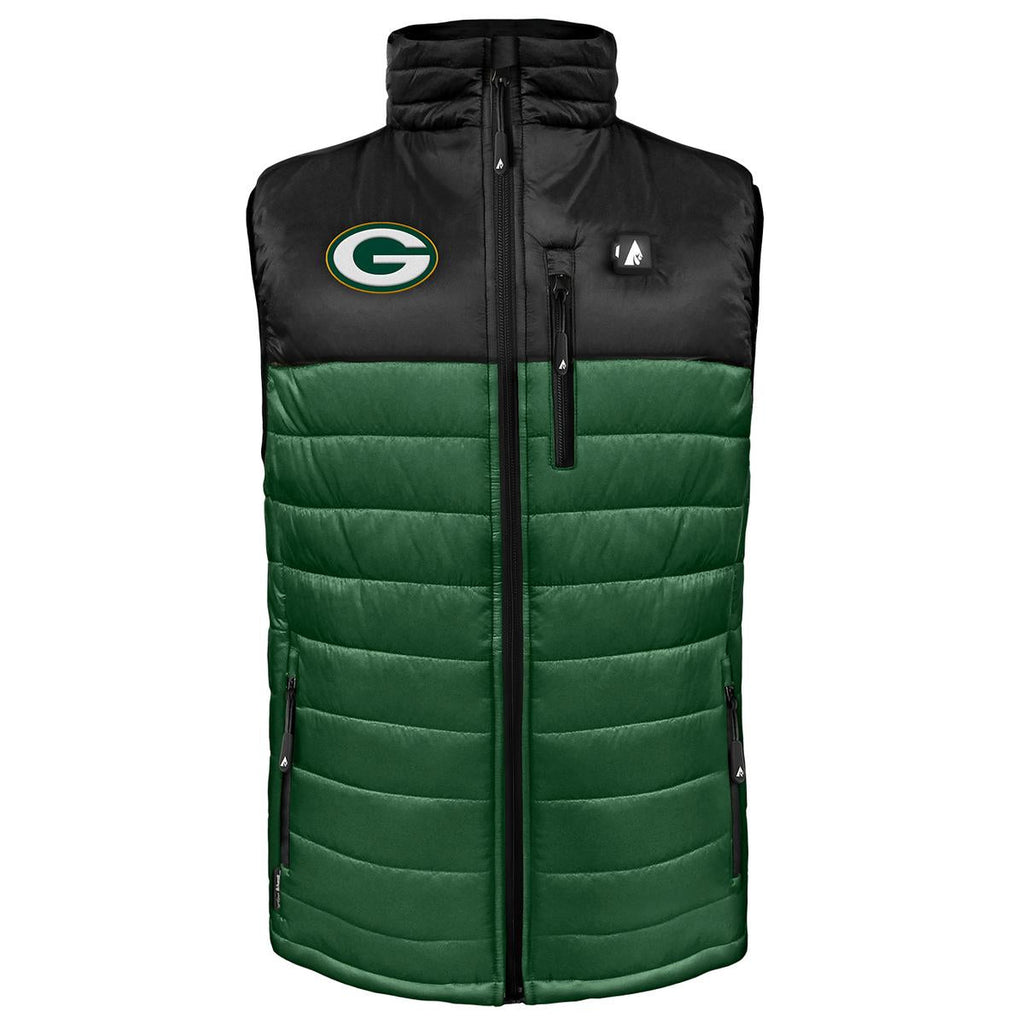 ActionHeat Green Bay Packers 5V Men's Colorblock Puffer Battery Heated Vest